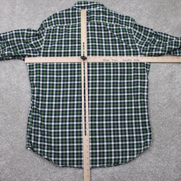 Banana Republic Luxe Flannel Shirt Mens Large Green/Black Camden Fit Cotton L/S - Picture 11 of 14